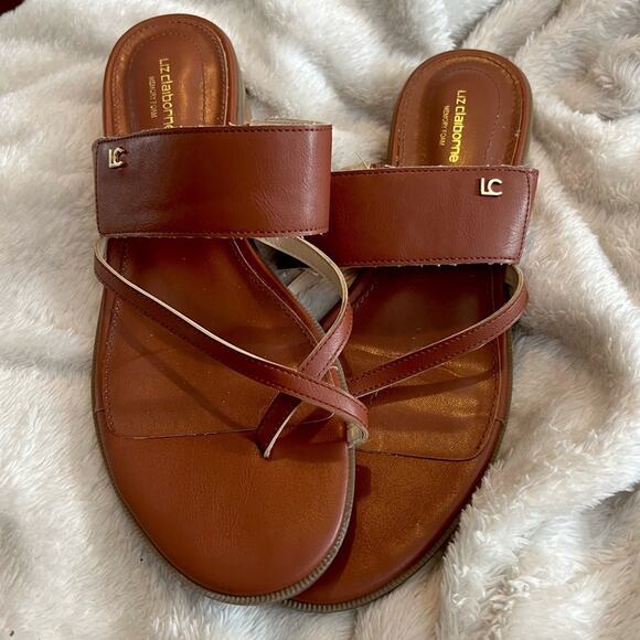 Liz Claiborne LC Women's Memory Foam Anson Cognac Brown Sandals - Size 8.5M - Picture 1 of 7